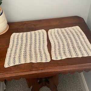 Set of 2 Vintage hand, crocheted, cotton doilies